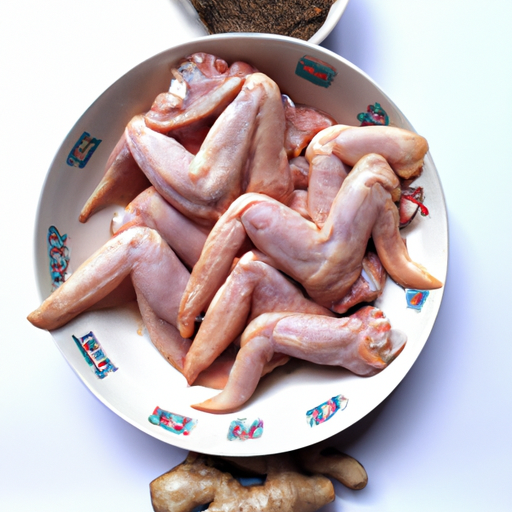 Fresh chicken wings marinating in a delicious blend of soy sauce, garlic, ginger, and spices.